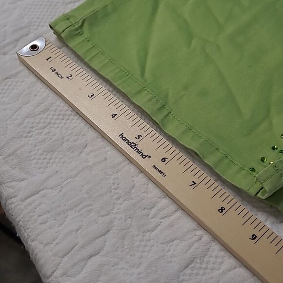 Destiny Jeans sz 11/12 chartreuse green sequined cropped jeans - Picture 8 of 10